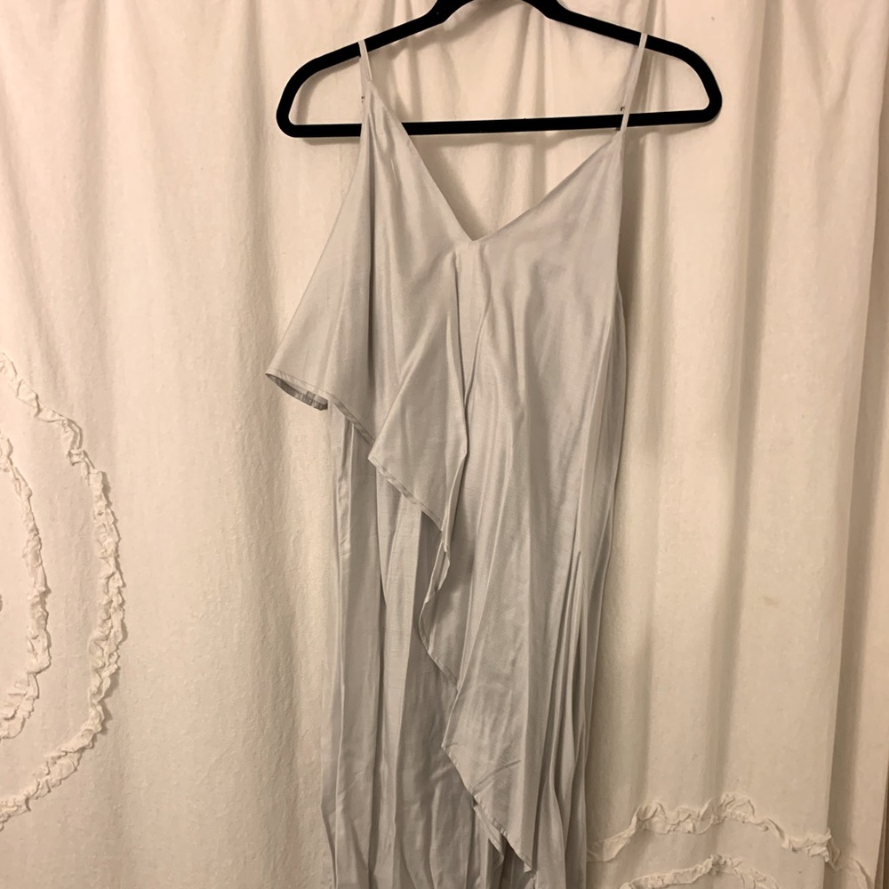 Free People asymmetrical vneck silver dress